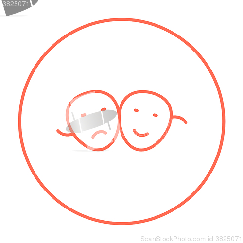 Image of Two theatrical masks line icon.