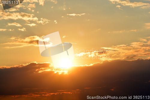 Image of Fiery orange sunset sky. Beautiful sky.