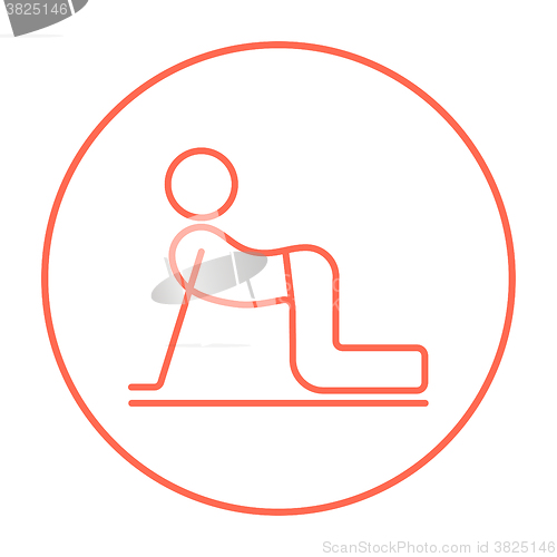 Image of Man practicing yoga line icon.