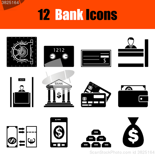 Image of Set of twelve bank icons