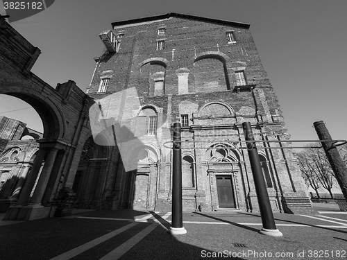 Image of Rivoli Castle in Rivoli in black_and_white