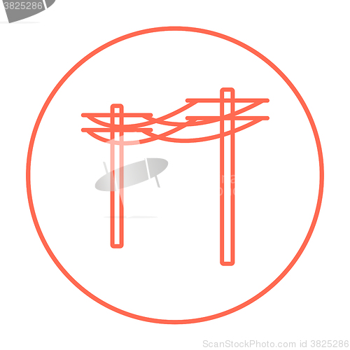 Image of High voltage power lines line icon.