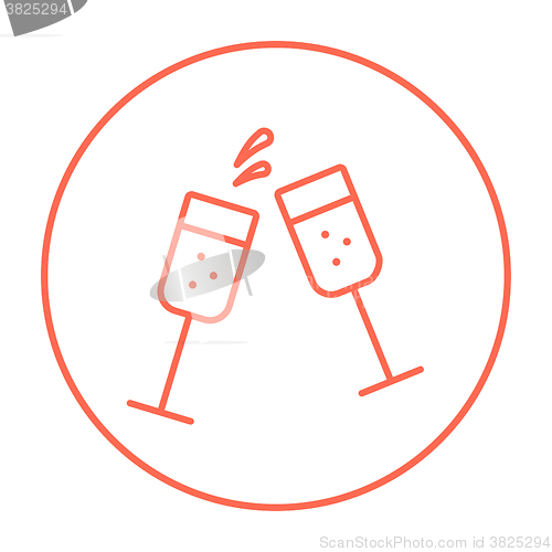 Image of Two glasses of champaign line icon.