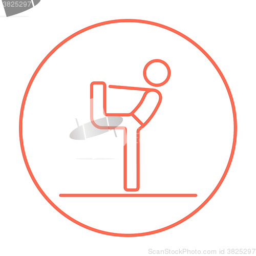 Image of Man practicing yoga line icon.