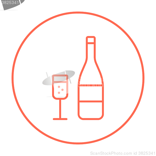 Image of Bottle of champaign and glass line icon.