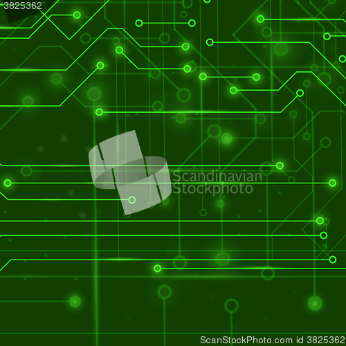 Image of Modern Computer Technology Green Background. 