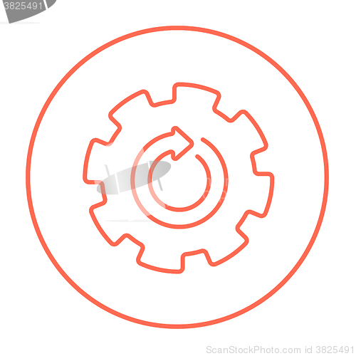 Image of Gear wheel with arrow line icon.
