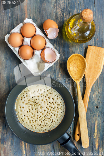 Image of Cooking pancakes. View from above.