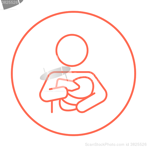 Image of Woman nursing baby line icon.