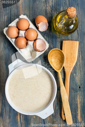 Image of Dough for making pancakes.View from above.