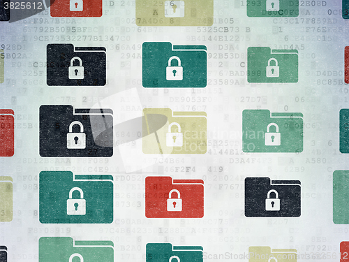Image of Business concept: Folder With Lock icons on Digital Paper background