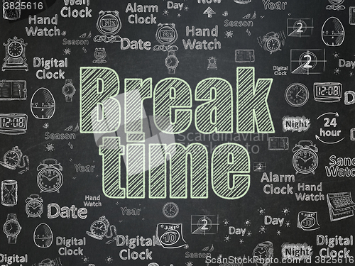 Image of Time concept: Break Time on School Board background
