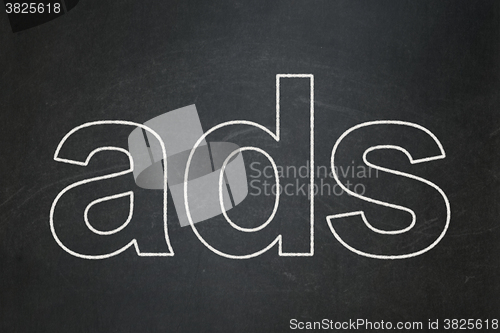 Image of Advertising concept: Ads on chalkboard background