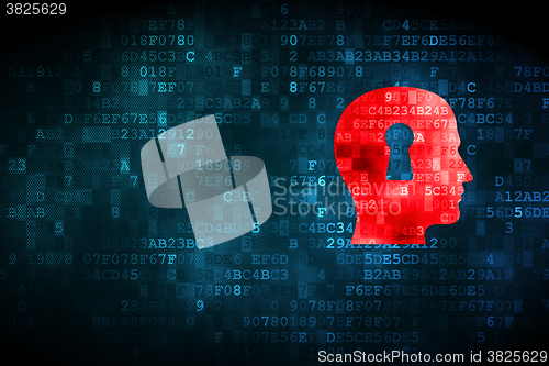 Image of Marketing concept: Head With Keyhole on digital background