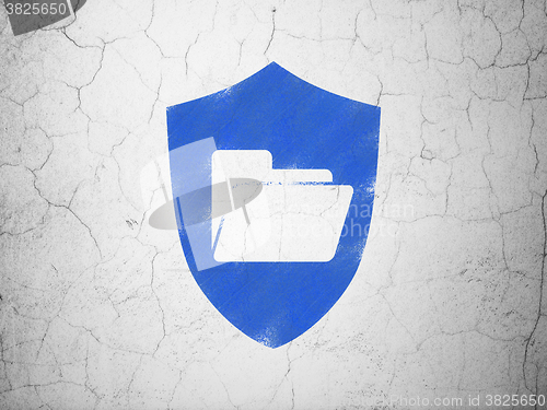 Image of Business concept: Folder With Shield on wall background