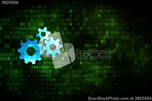 Image of Web development concept: Gears on digital background