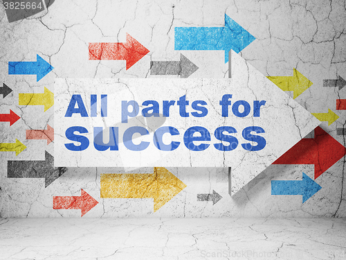 Image of Finance concept: arrow with All parts for Success on grunge wall background
