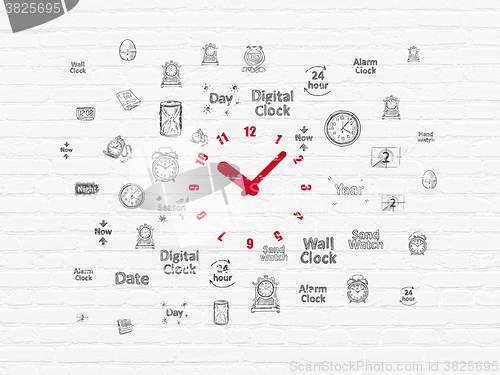 Image of Time concept: Clock on wall background