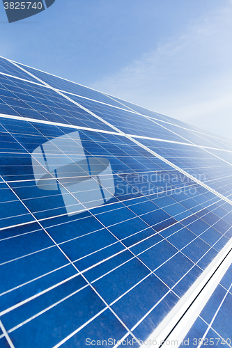 Image of Solar panel with blue sky
