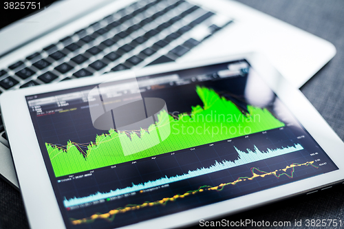 Image of Stock market data on tablet pc