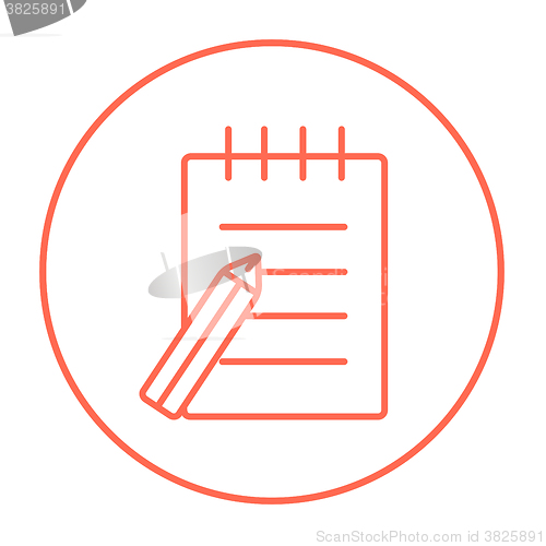 Image of Writing pad and pen line icon.
