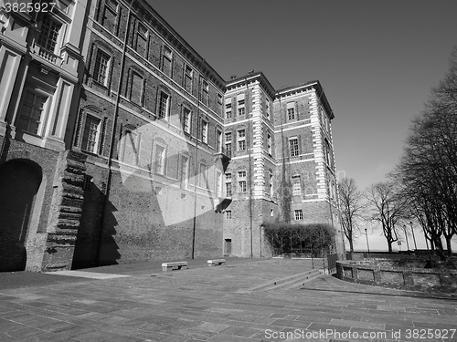 Image of Rivoli Castle in Rivoli in black_and_white