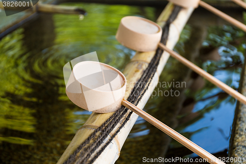 Image of Japanese Purification Fountain in Shinto Temple