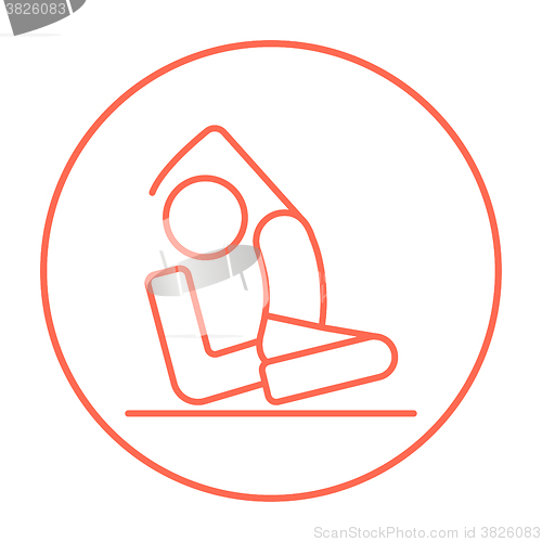 Image of Man practicing yoga line icon.