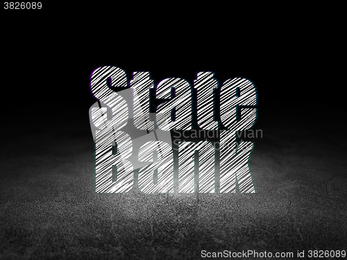 Image of Currency concept: State Bank in grunge dark room