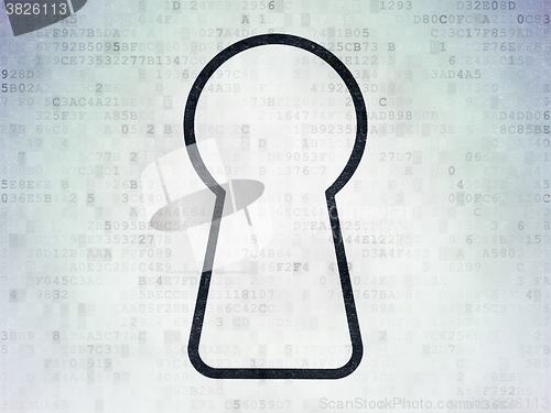 Image of Information concept: Keyhole on Digital Paper background