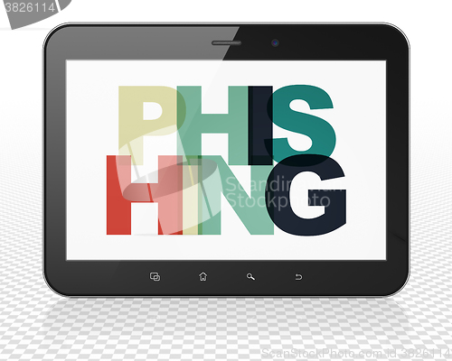 Image of Privacy concept: Tablet Pc Computer with Phishing on  display