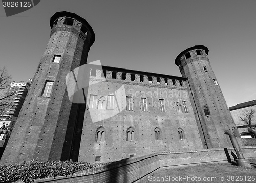 Image of Palazzo Madama in Turin in black_and_white