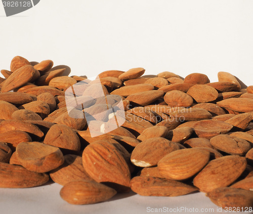 Image of Almonds dried fruit with copy space