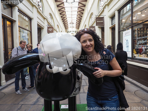 Image of Woman with Shaun the Sheep in London