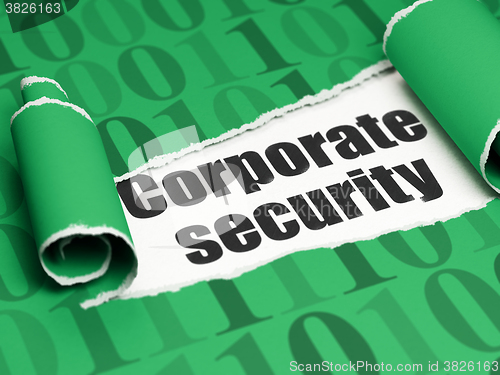 Image of Security concept: black text Corporate Security under the piece of  torn paper