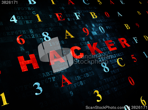 Image of Privacy concept: Hacker on Digital background