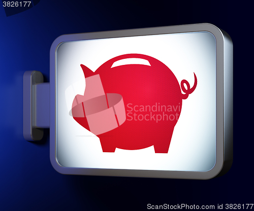 Image of Banking concept: Money Box on billboard background