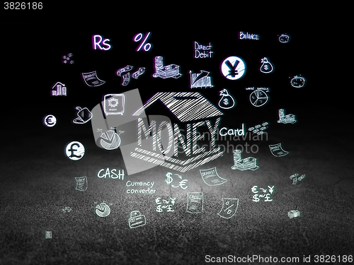Image of Banking concept: Money Box in grunge dark room