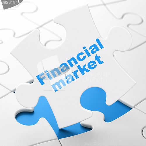 Image of Banking concept: Financial Market on puzzle background