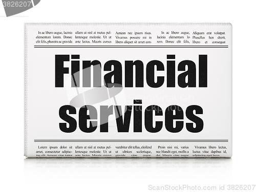 Image of Money concept: newspaper headline Financial Services