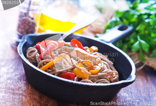 Image of soba with meat and vegetables