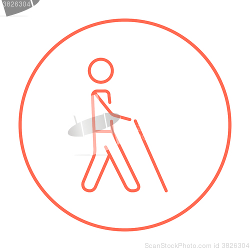 Image of Blind man with stick line icon.