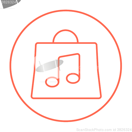 Image of Bag with music note line icon.