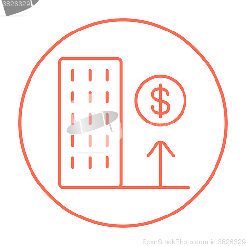 Image of Growth of real estate market line icon.