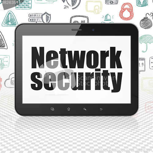 Image of Protection concept: Tablet Computer with Network Security on display