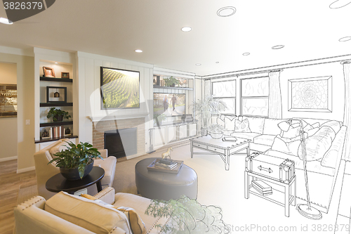 Image of Living Room Drawing Gradation Into Photograph