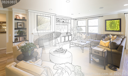 Image of Living Room Drawing Gradation Into Photograph