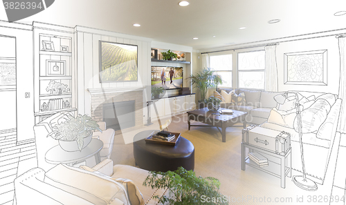 Image of Living Room Drawing Gradation Into Photograph