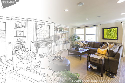 Image of Living Room Drawing Gradation Into Photograph