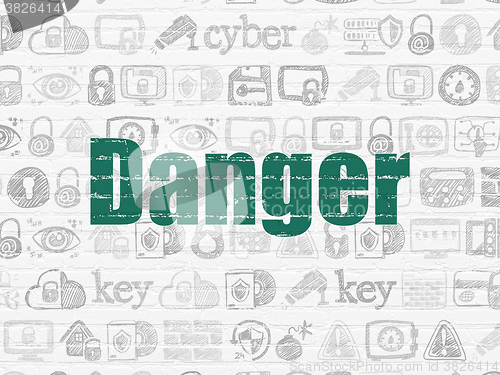 Image of Privacy concept: Danger on wall background